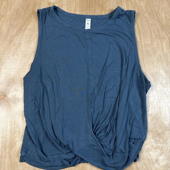 Alo Yoga Women’s Large Blue Twist Front Sleeveless Tank Top Size Large - Picture 1 of 5